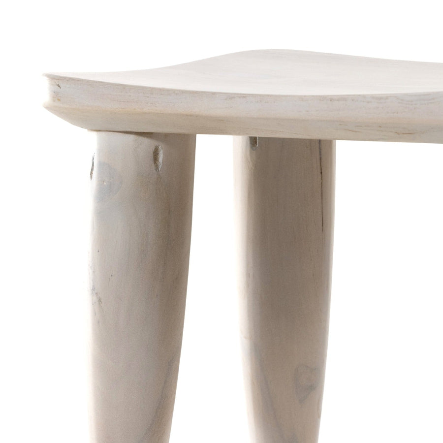 ZURI IVORY TEAK ACCENT STOOL