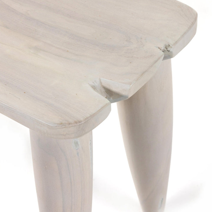 ZURI IVORY TEAK ACCENT STOOL