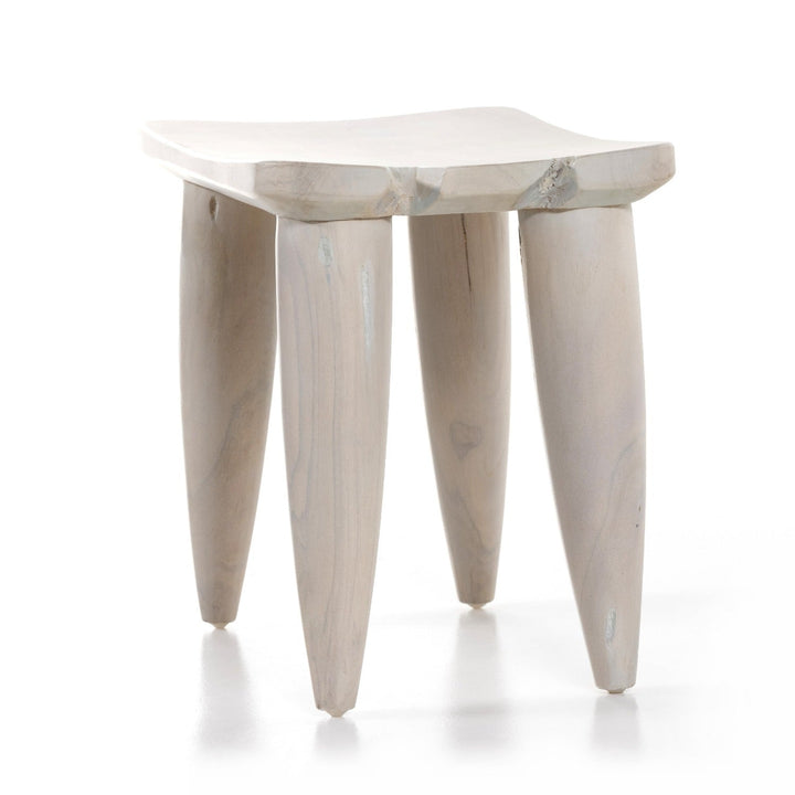 ZURI IVORY TEAK ACCENT STOOL