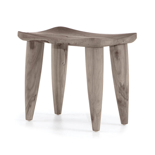 ZURI WEATHERED GREY TEAK ACCENT STOOL