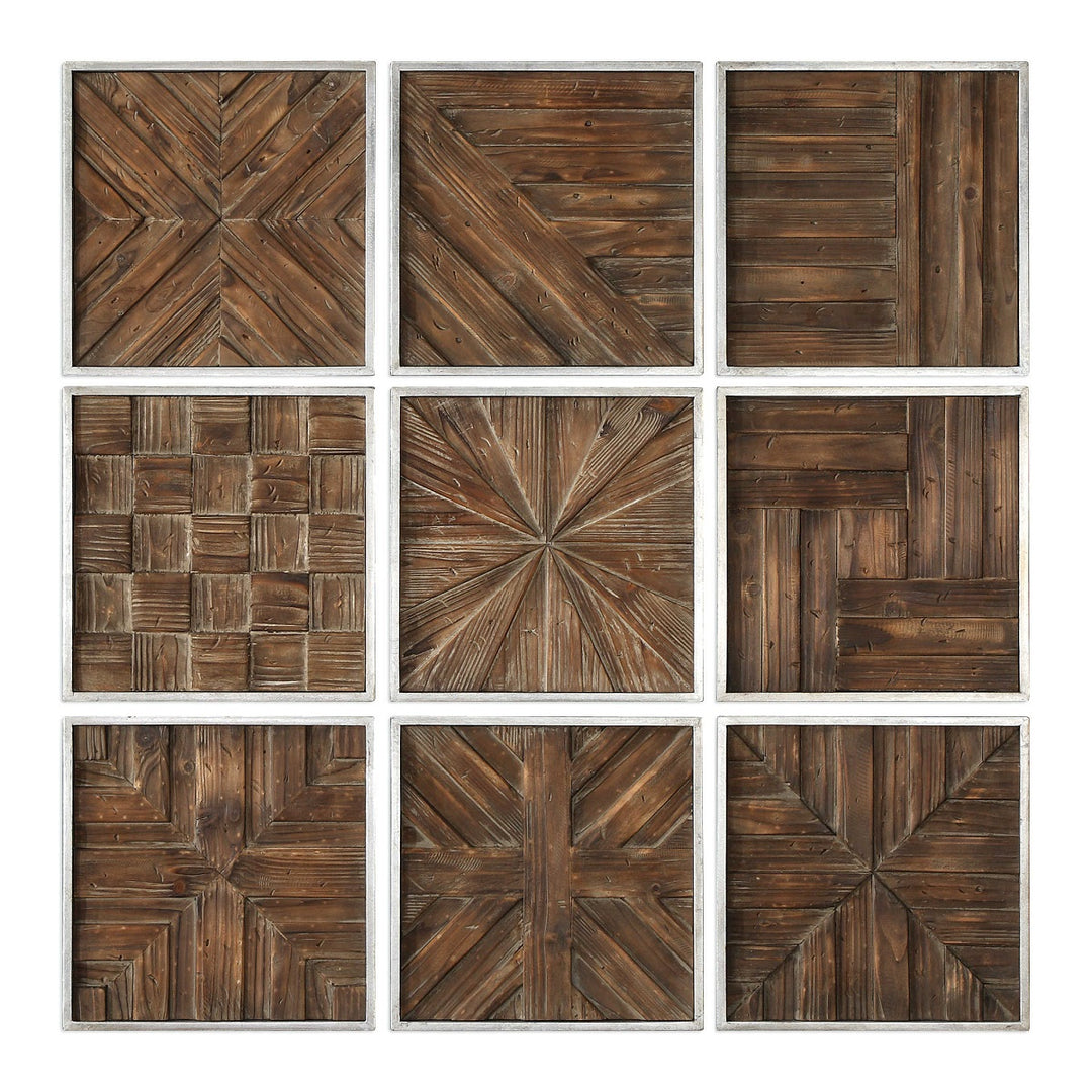 BRYNDLE WOOD SQUARES WALL DECOR | SET OF 9