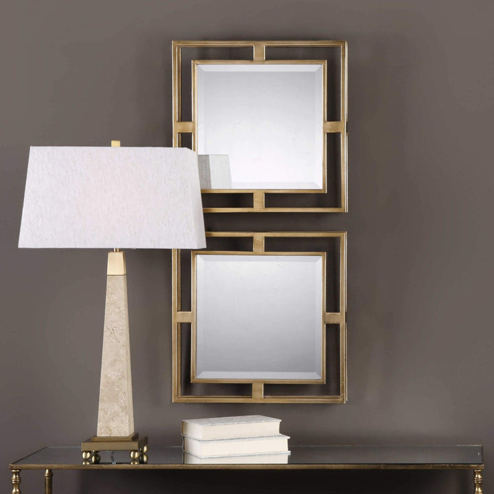 ALLICK GOLD SQUARE MIRRORS | SET OF 2