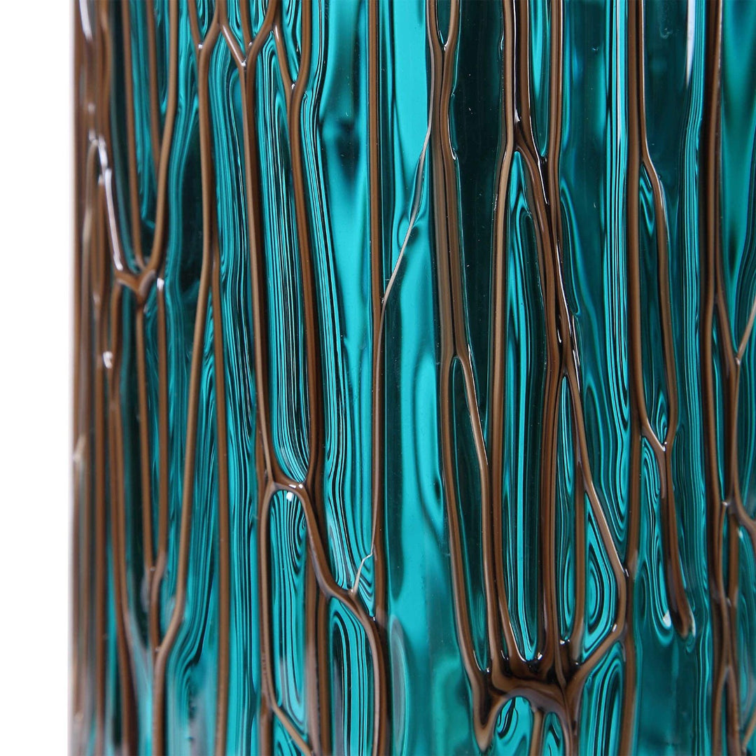DALUCÍA TEAL GLASS CANDLE HOLDERS | SET OF 2