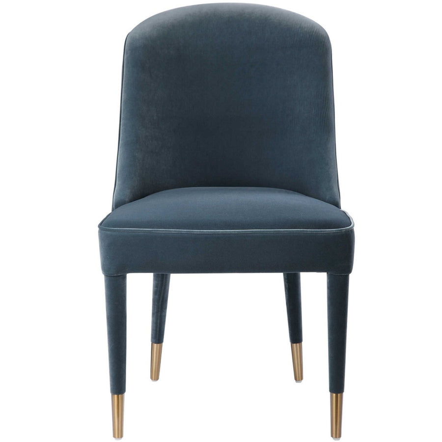 slate blue gold dining chairs