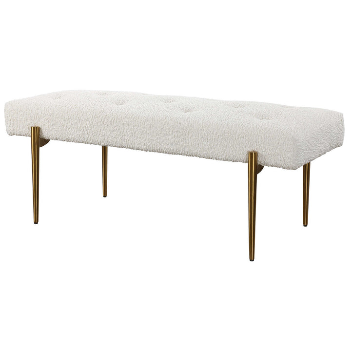 OLIVIER WHITE FAUX SHEARLING BENCH