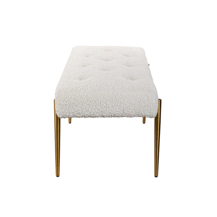 OLIVIER WHITE FAUX SHEARLING BENCH
