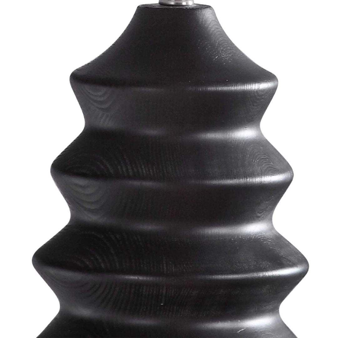 EBONY STAINED SCULPTED WOOD TABLE LAMP