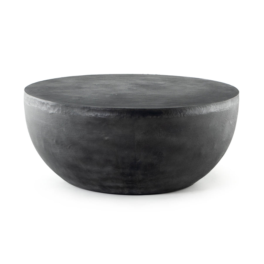 BASIL ALUMINUM ROUND COFFEE TABLE: AGED GREY