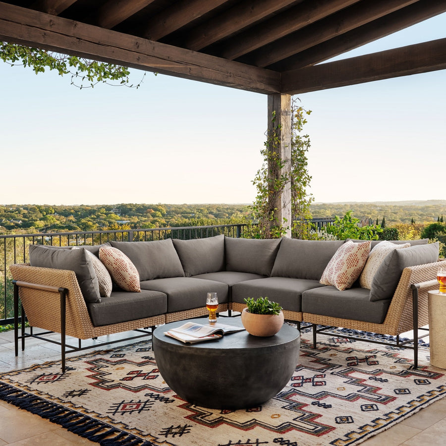 BASIL ALUMINUM ROUND COFFEE TABLE: AGED GREY