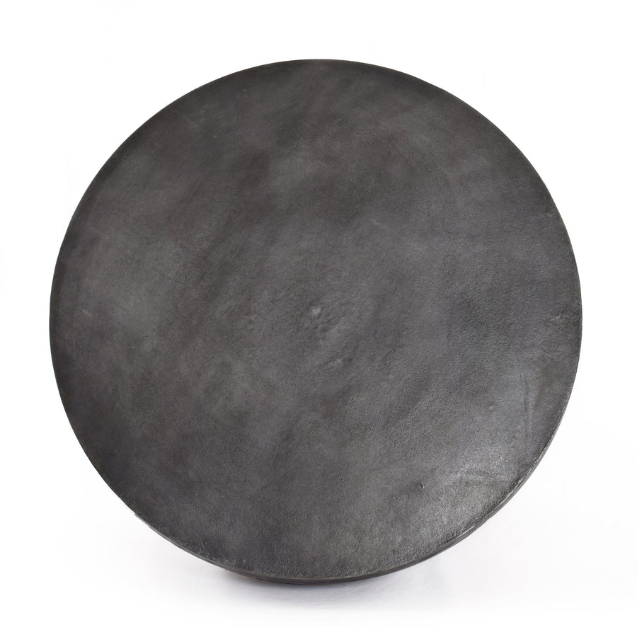 BASIL ALUMINUM ROUND COFFEE TABLE: AGED GREY