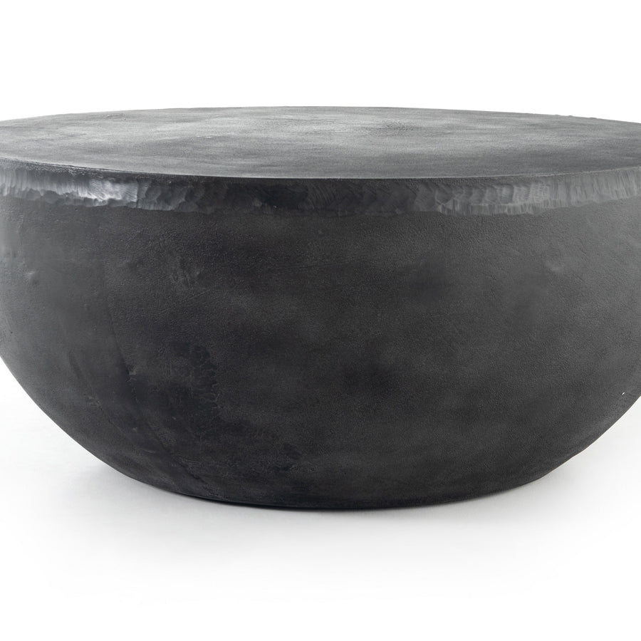 BASIL ALUMINUM ROUND COFFEE TABLE: AGED GREY