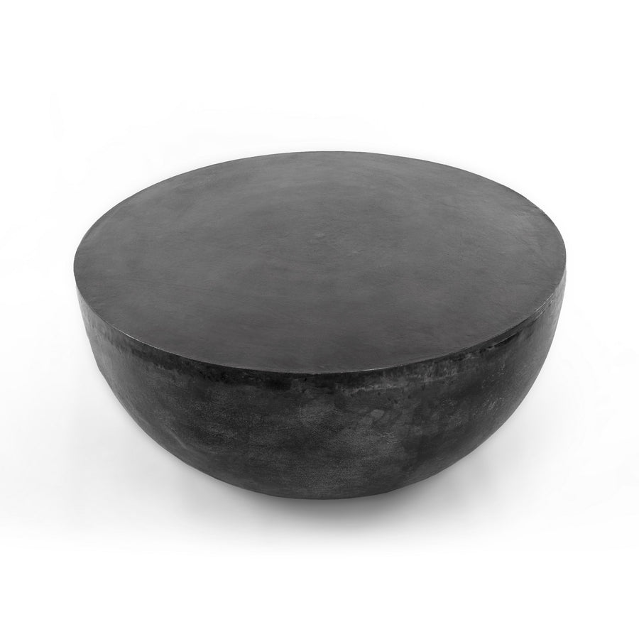 BASIL ALUMINUM ROUND COFFEE TABLE: AGED GREY