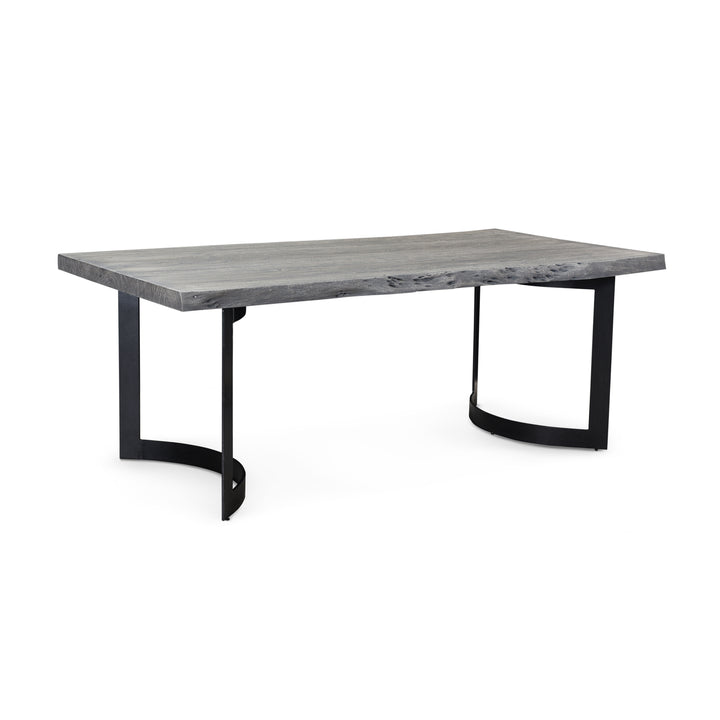 BENT IRON WEATHERED GREY LIVE-EDGE DINING TABLE