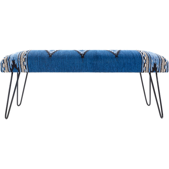 ADOBE COTTON KILIM BENCH: DENIM