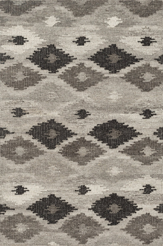 AKINA 02 HAND - WOVEN WOOL RUG: CHARCOAL, GREY