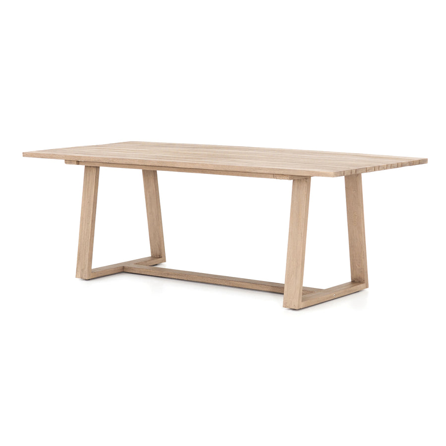 ATHERTON OUTDOOR TEAK WOOD DINING TABLE: WASHED BROWN