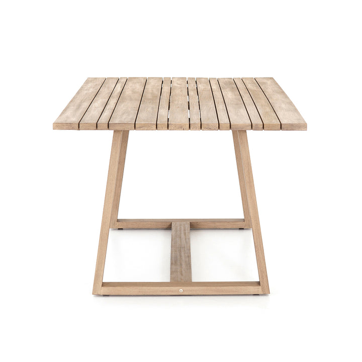 ATHERTON OUTDOOR TEAK WOOD DINING TABLE: WASHED BROWN