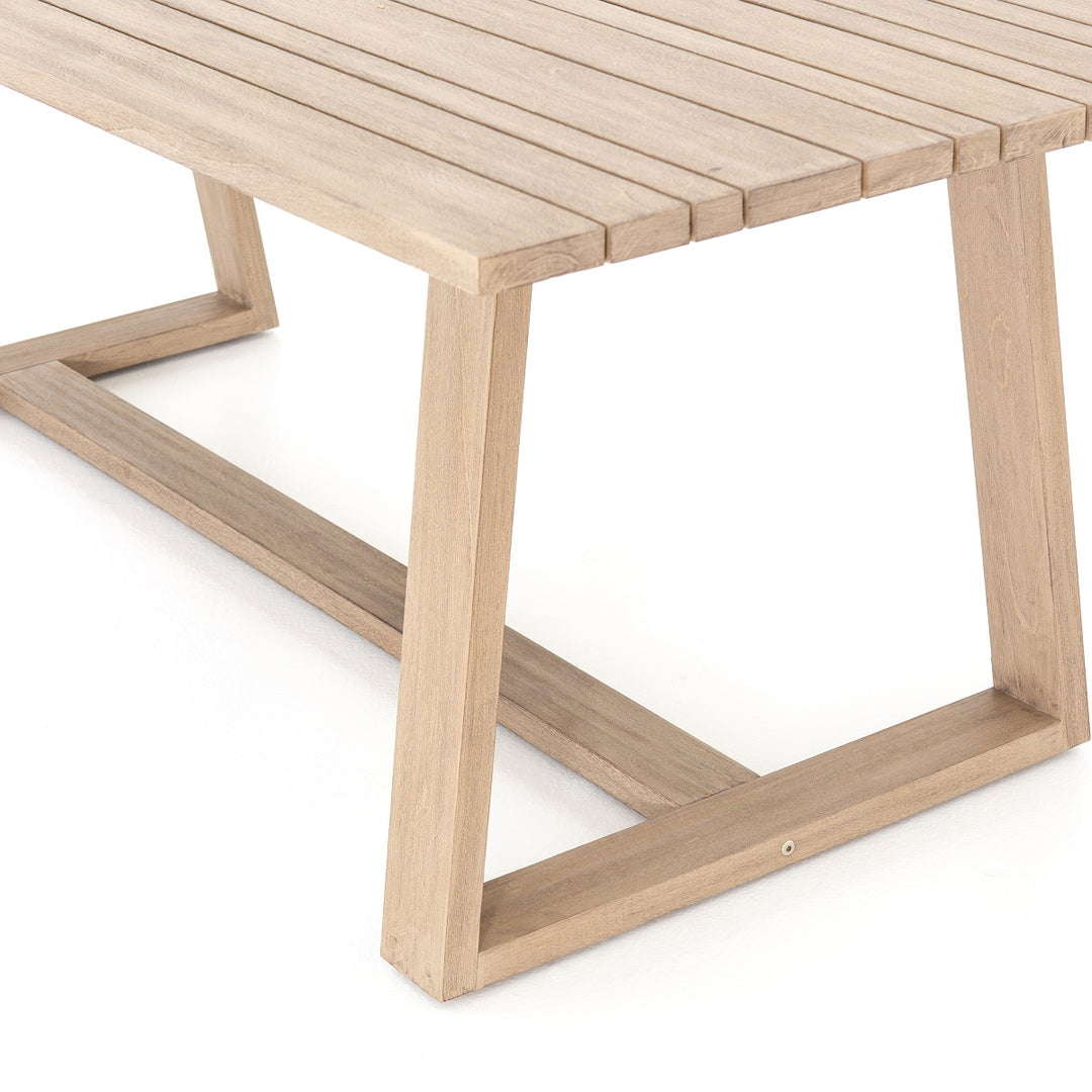 ATHERTON OUTDOOR TEAK WOOD DINING TABLE: WASHED BROWN
