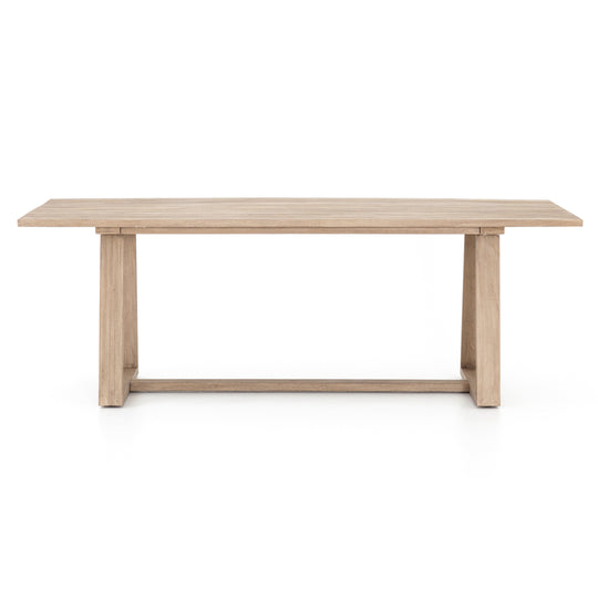 ATHERTON OUTDOOR TEAK WOOD DINING TABLE: WASHED BROWN