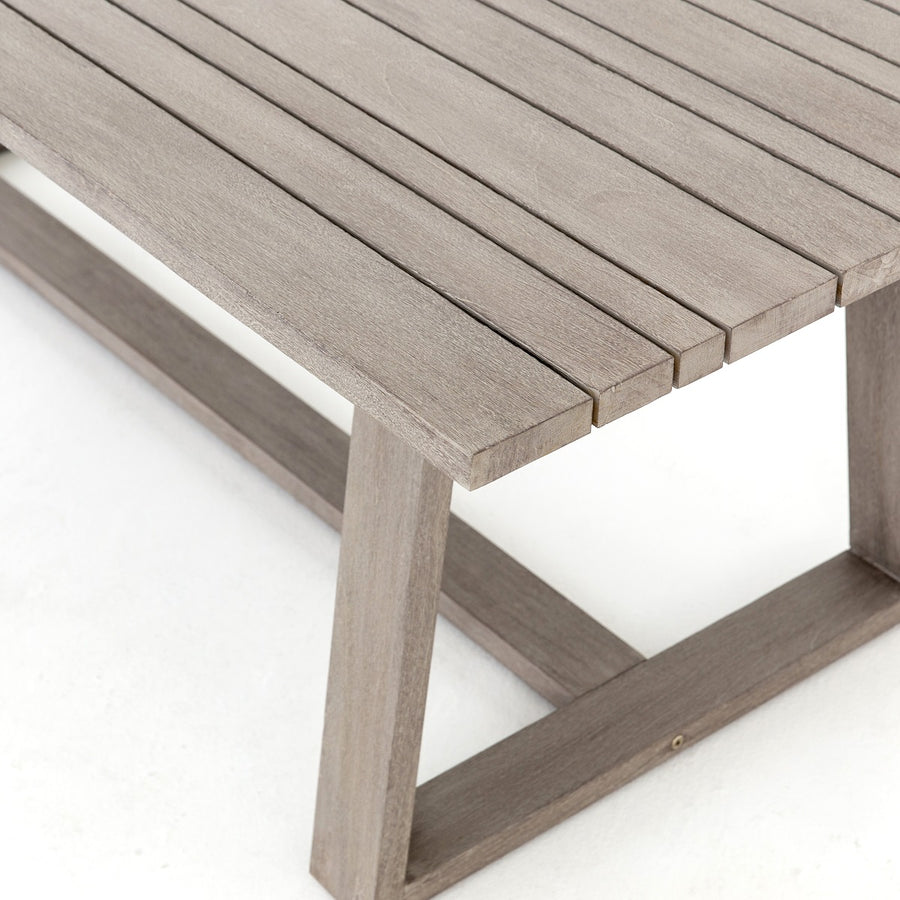 ATHERTON OUTDOOR TEAK WOOD DINING TABLE: WEATHERED GREY