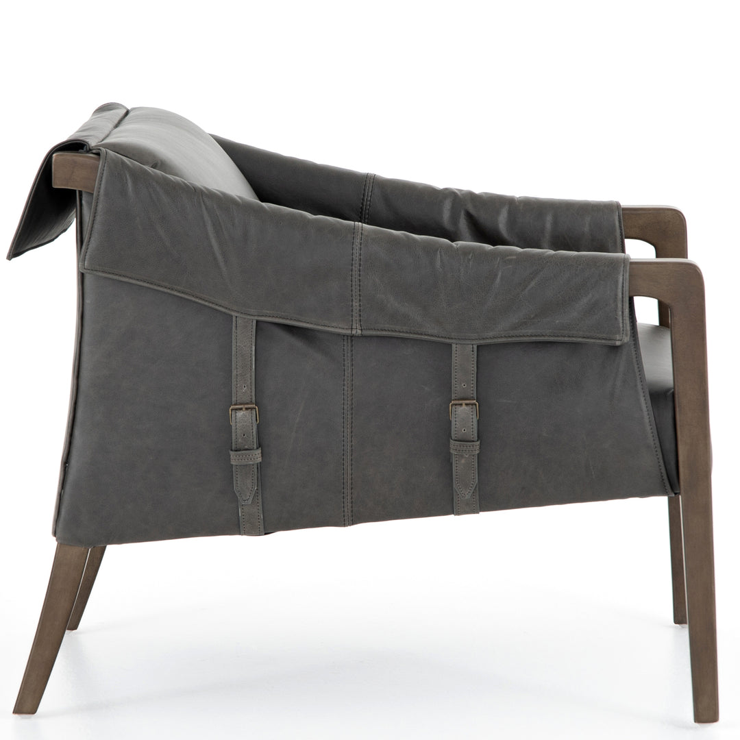 CHAPS EBONY LEATHER BUCKLE STRAPPED CHAIR