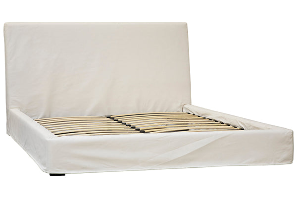 NATURAL WHITE COTTON SLIPCOVER QUEEN BED