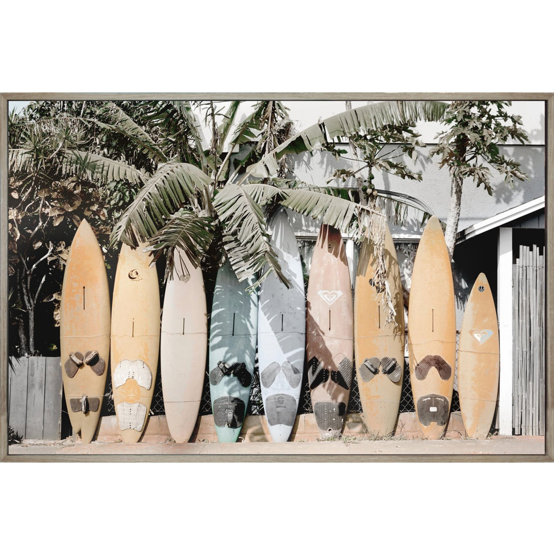 "SURFS UP" FRAMED INK PRINT ON CANVAS