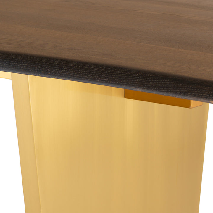 AIDEN SEARED OAK + GOLD LIVE EDGE DINING TABLE