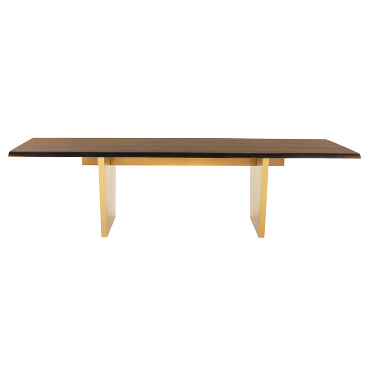 AIDEN SEARED OAK + GOLD LIVE EDGE DINING TABLE