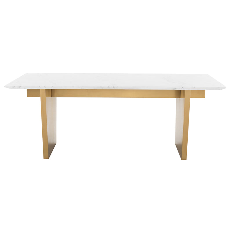 AIDEN WHITE MARBLE + STEEL DINING TABLE | 6.5'