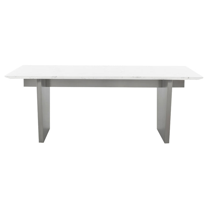 AIDEN WHITE MARBLE + STEEL DINING TABLE | 6.5'