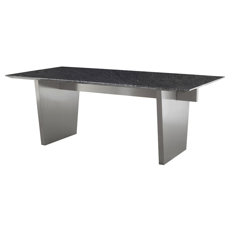 AIDEN BLACK MARBLE + STEEL DINING TABLE | 6.5'