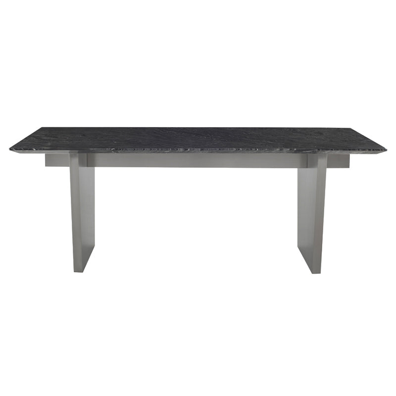 black marble steel dining table