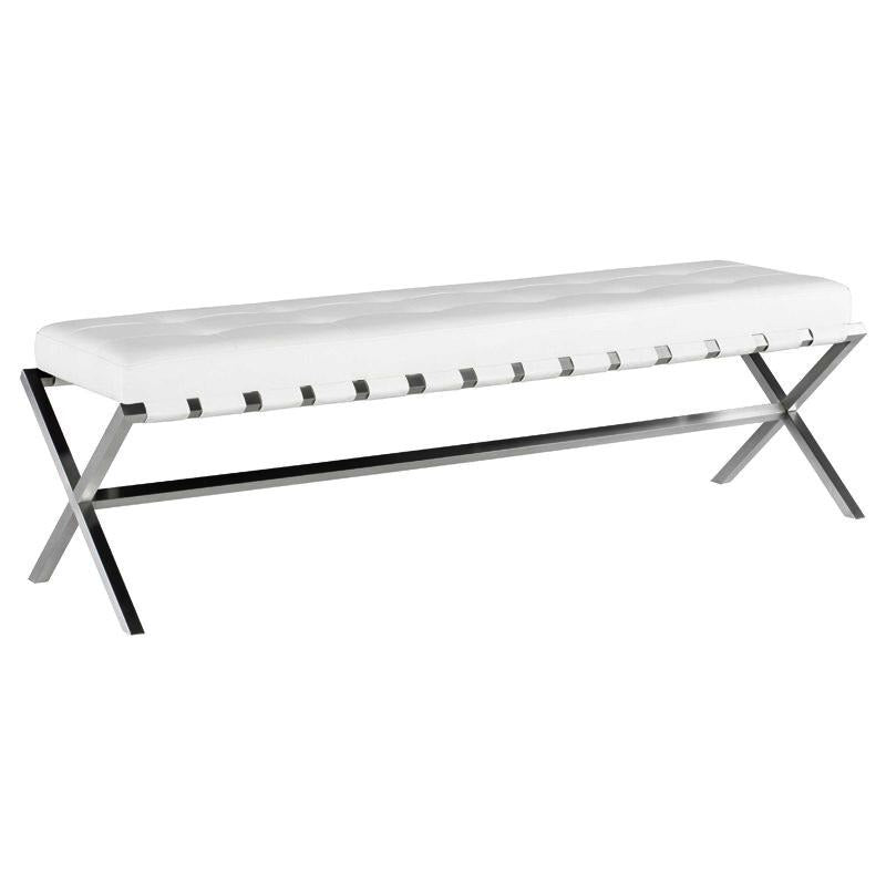AUGUSTE WHITE SADDLE STRAPPED BENCH