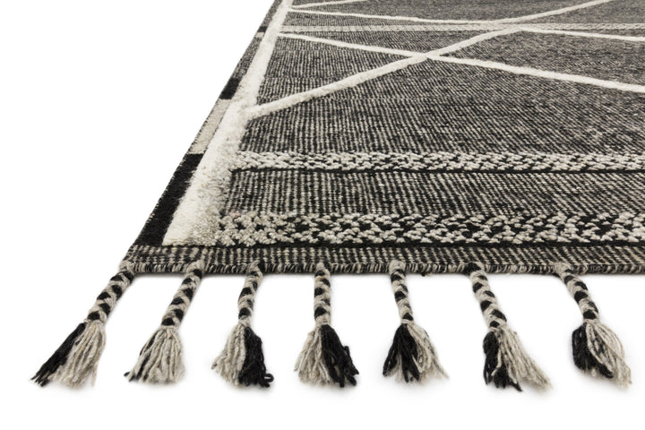 IMAN 02 HAND-KNOTTED WOOL RUG: CHARCOAL, IVORY