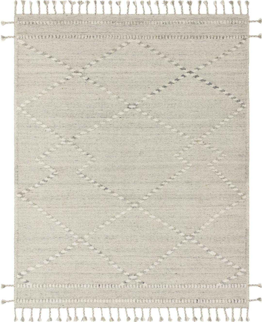 IMAN 03 HAND-KNOTTED WOOL RUG: IVORY, SILVER