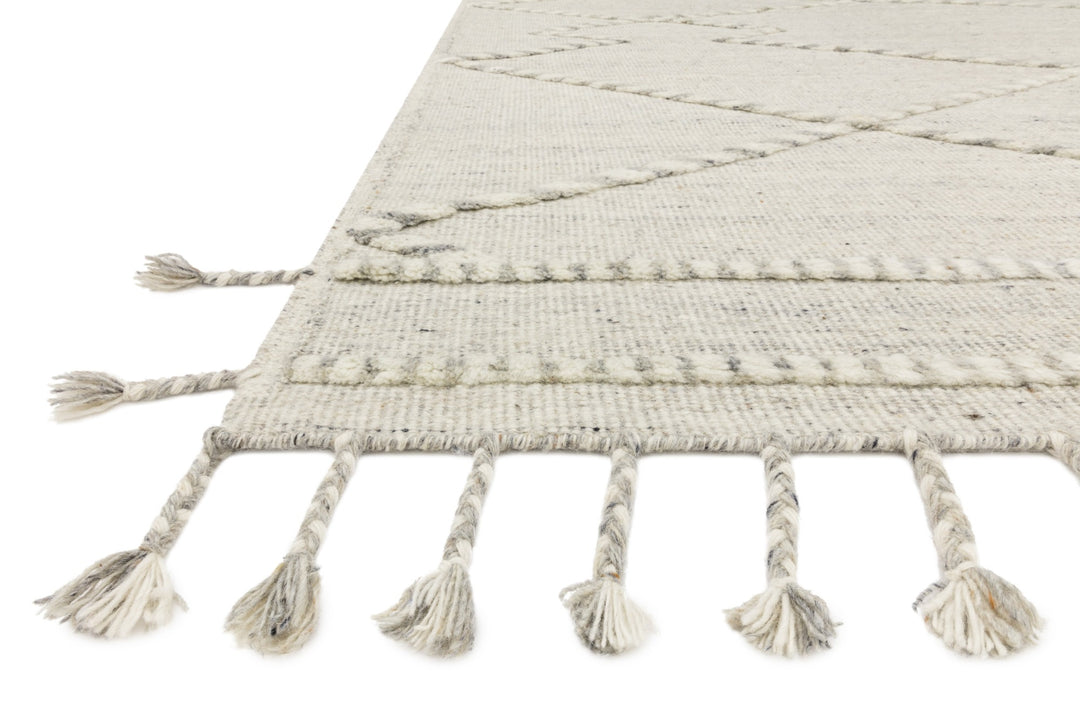 IMAN 03 HAND-KNOTTED WOOL RUG: IVORY, SILVER