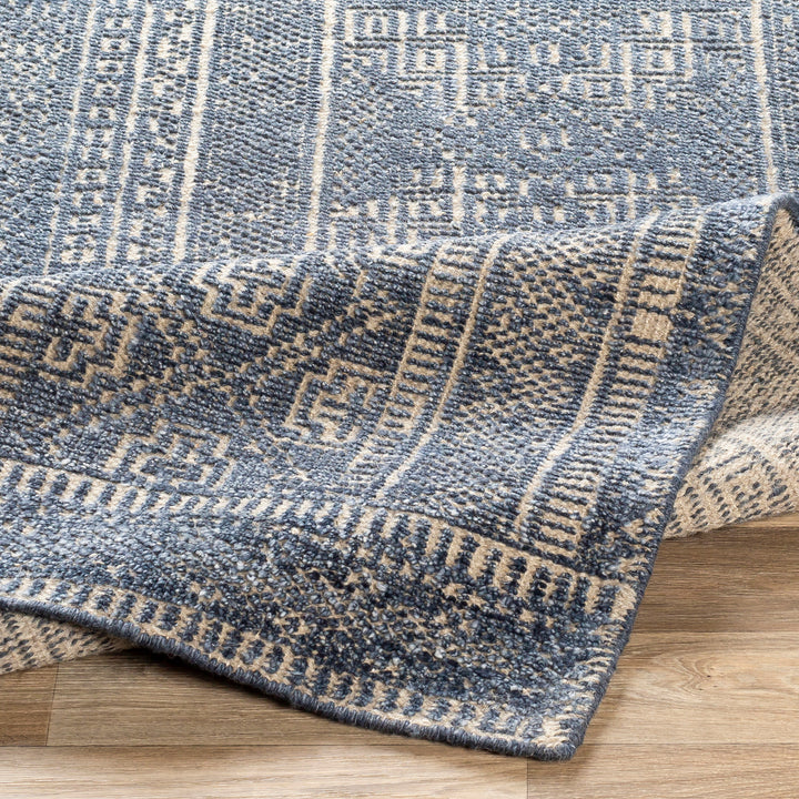 LIVORNO HAND-KNOTTED VISCOSE+WOOL RUG: STEEL BLUE
