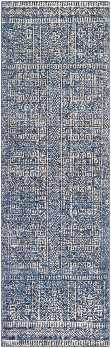 LIVORNO HAND-KNOTTED VISCOSE+WOOL RUG: STEEL BLUE