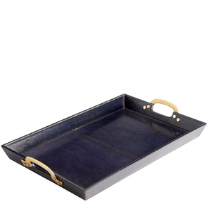 MCQUEEN BLUE LEATHER WRAPPED TRAY