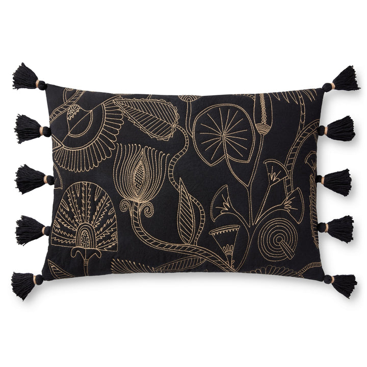 LEAVES & VINES EMBROIDERED LUMBAR PILLOW