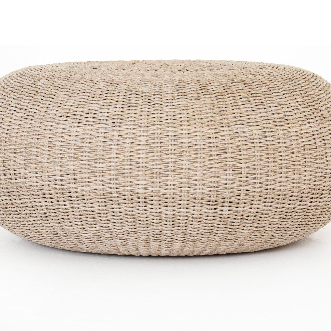 round white wicker coffee table