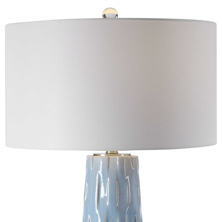 POWDER BLUE GLAZED CERAMIC TABLE LAMP