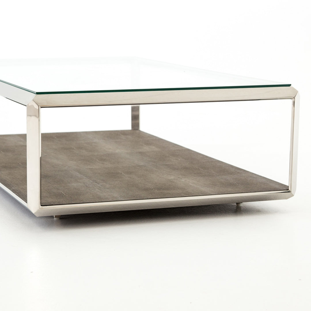 SHAGREEN SHADOW BOX COFFEE TABLE: STAINLESS STEEL