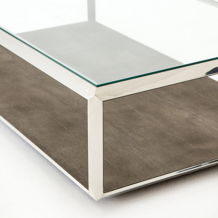 SHAGREEN SHADOW BOX COFFEE TABLE: STAINLESS STEEL