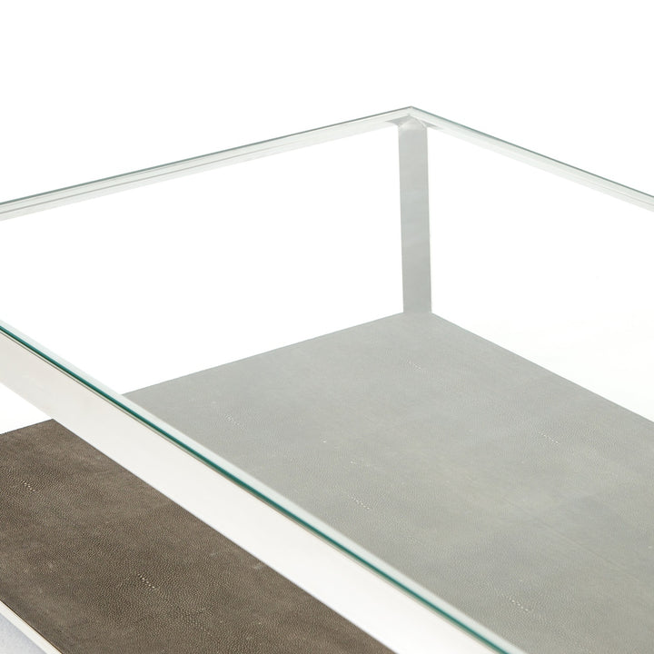 SHAGREEN SHADOW BOX COFFEE TABLE: STAINLESS STEEL