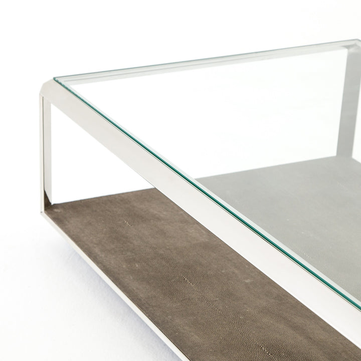 SHAGREEN SHADOW BOX COFFEE TABLE: STAINLESS STEEL