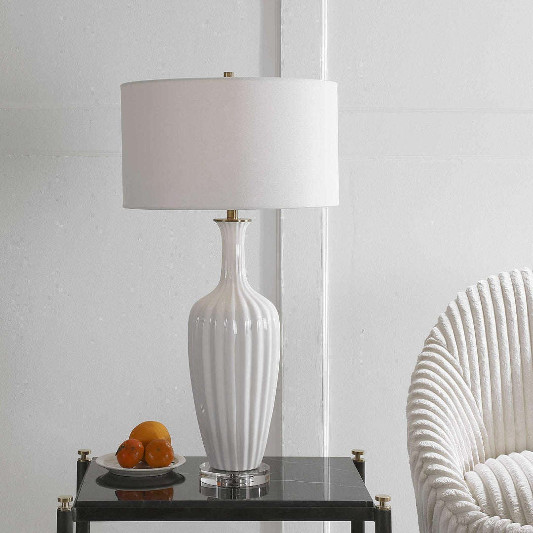 STRAUSS GLOSS WHITE CERAMIC TABLE LAMP