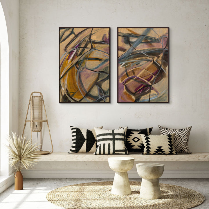 "ABSTRACT ON ANTIQUE NO.6" CANVAS ART