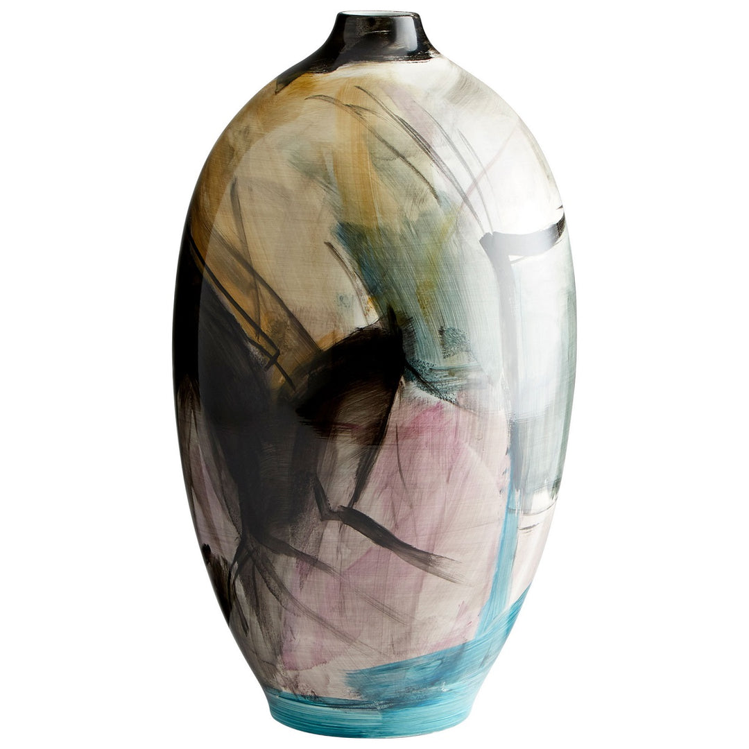 ABSTRACT SPRING PAINTED CERAMIC VASE